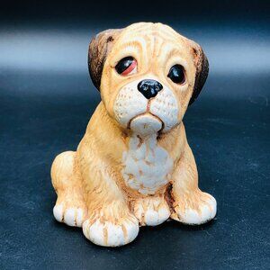 Vintage WOODLANDER " Zero" Puppy Dog Stoneware Figurine, Retro Boho Brown Beige